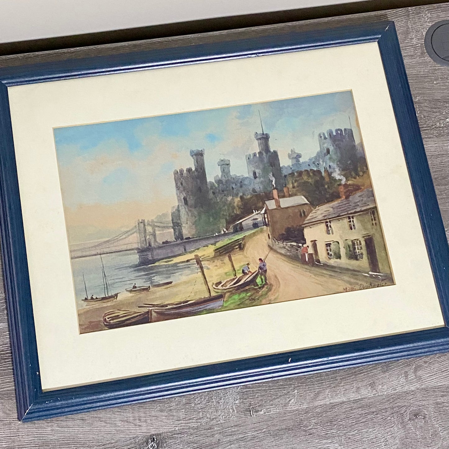 Vintage Conwy Castle Plate Signed Art Print By Albert Milton Drinkwater Framed