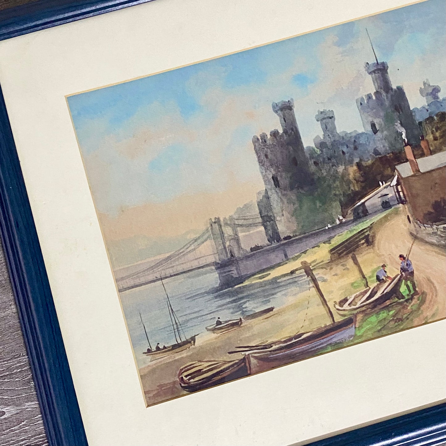 Vintage Conwy Castle Plate Signed Art Print By Albert Milton Drinkwater Framed