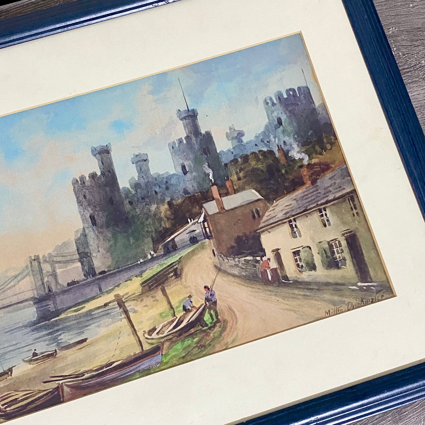 Vintage Conwy Castle Plate Signed Art Print By Albert Milton Drinkwater Framed