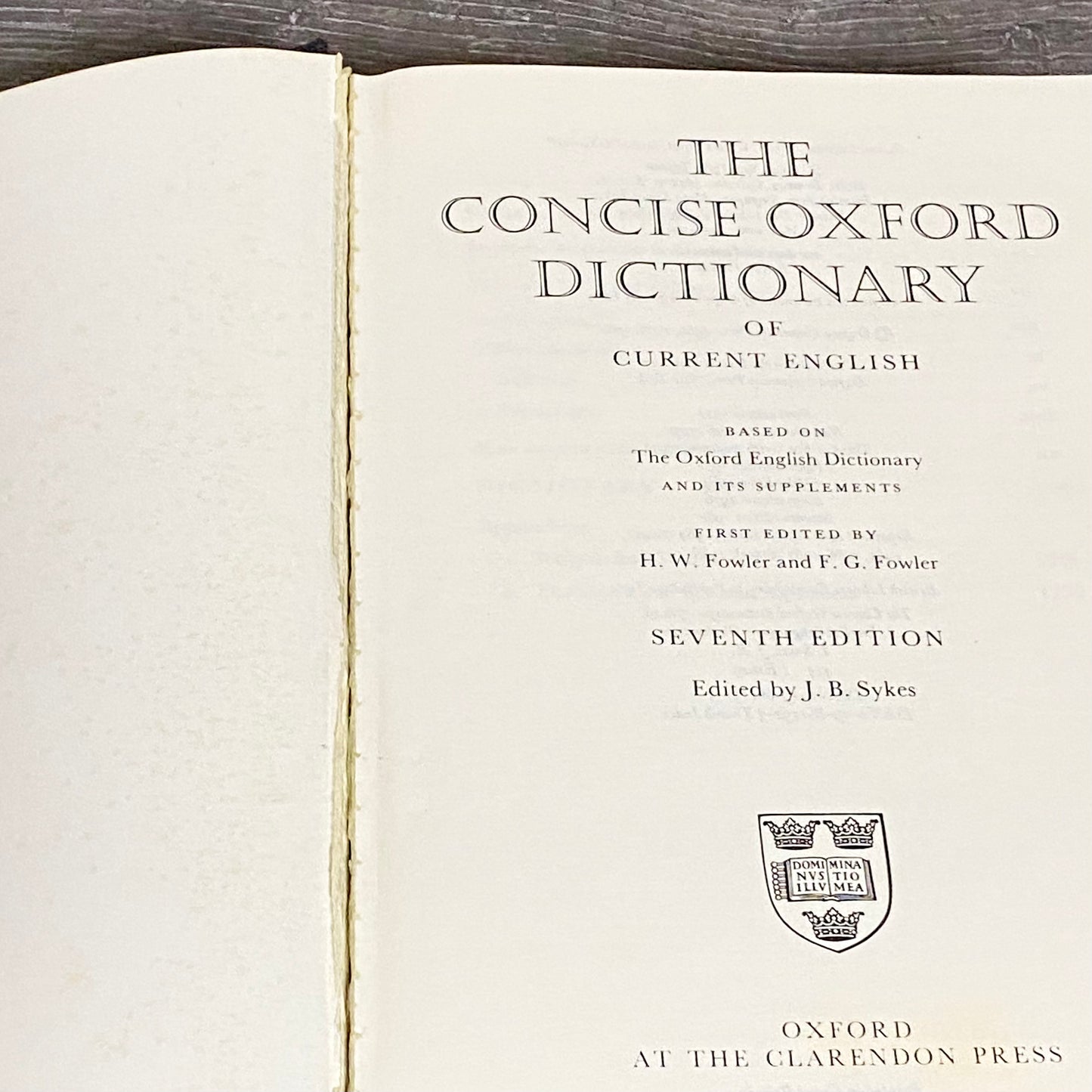 The Concise Oxford Dictionary Of Current English Seventh Edition 1982 Hardcover