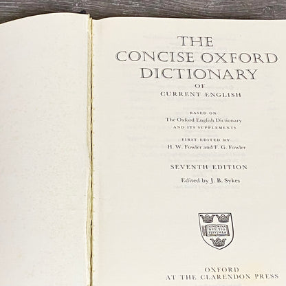 The Concise Oxford Dictionary Of Current English Seventh Edition 1982 Hardcover