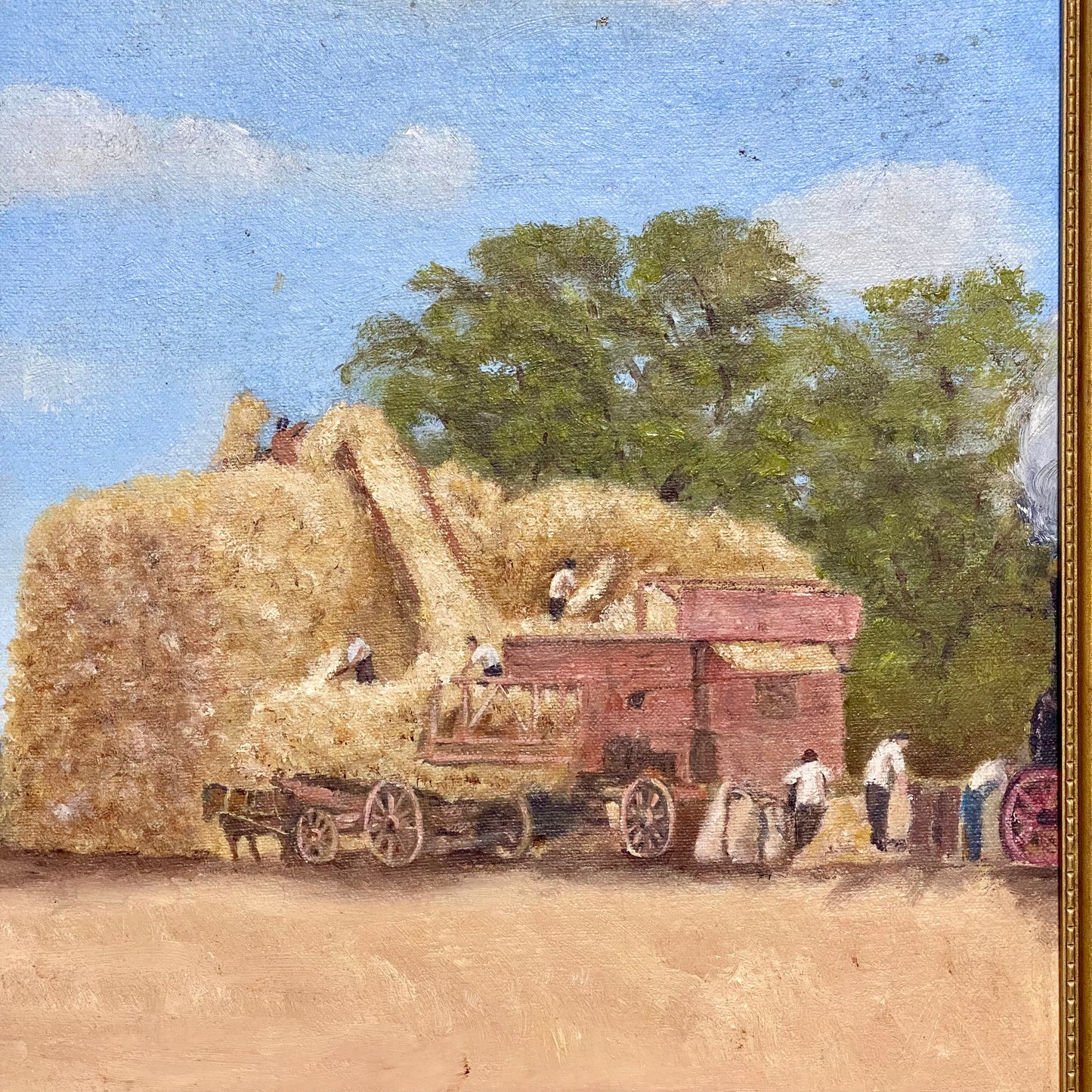 Vintage Oil On Board Painting Harvest Scene Jack Preston Signed Framed Art Rare