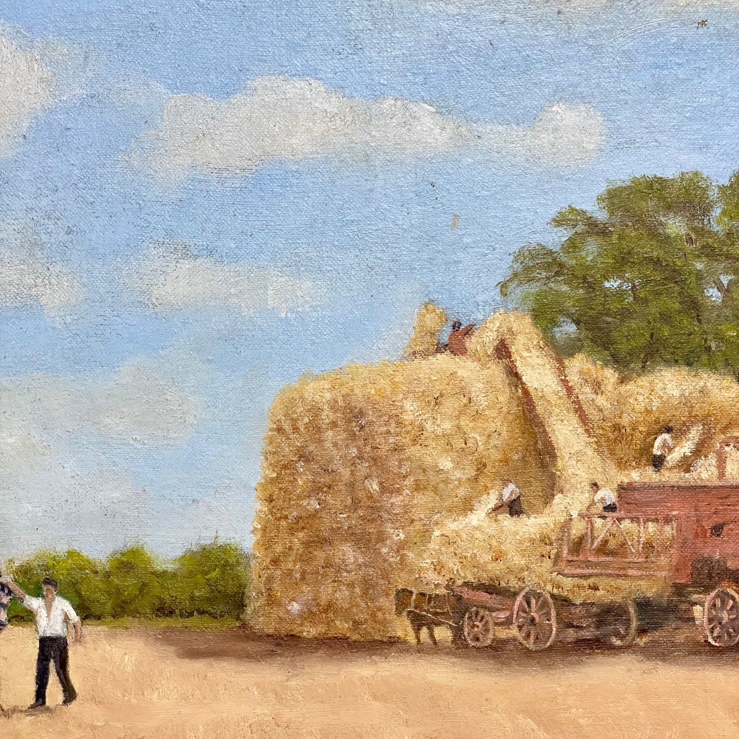 Vintage Oil On Board Painting Harvest Scene Jack Preston Signed Framed Art Rare