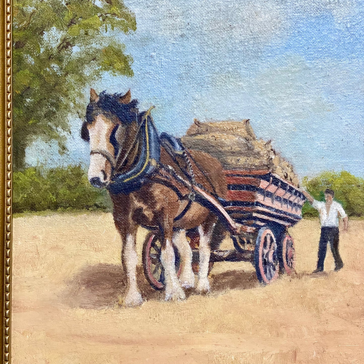 Vintage Oil On Board Painting Harvest Scene Jack Preston Signed Framed Art Rare