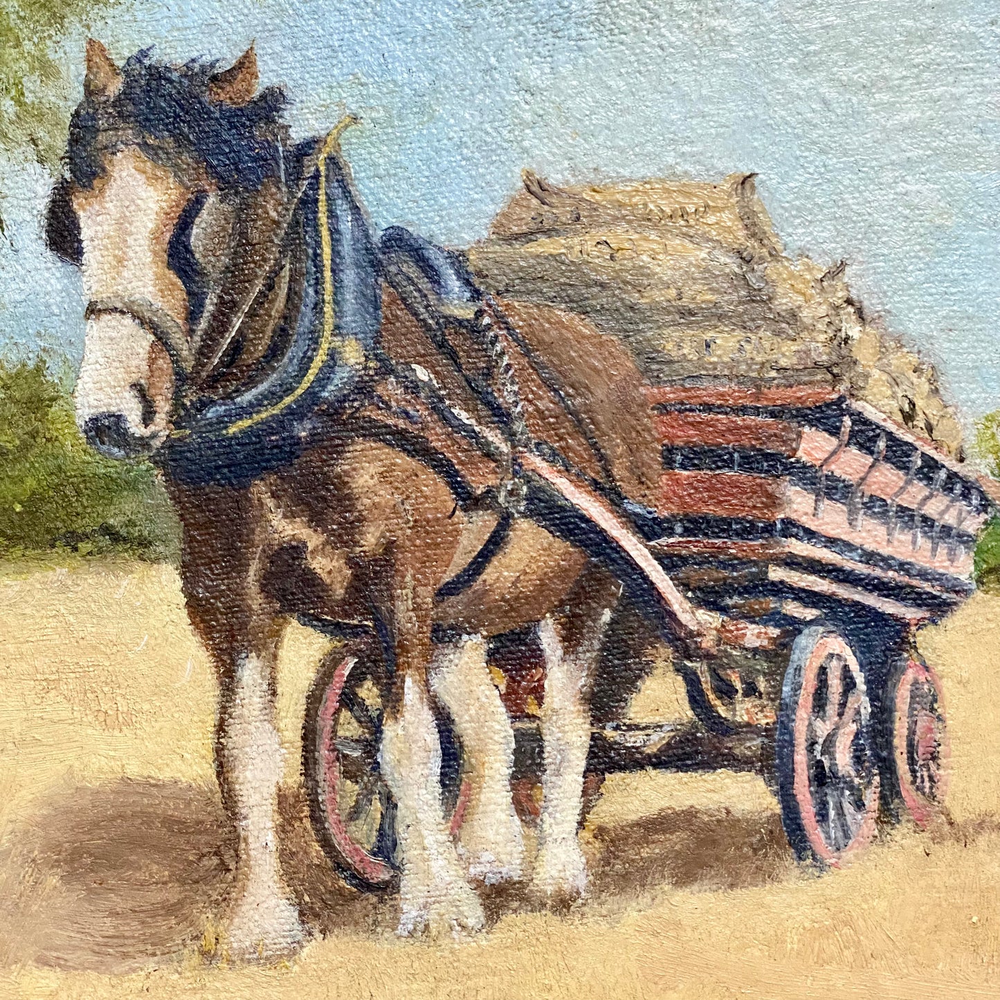 Vintage Oil On Board Painting Harvest Scene Jack Preston Signed Framed Art Rare