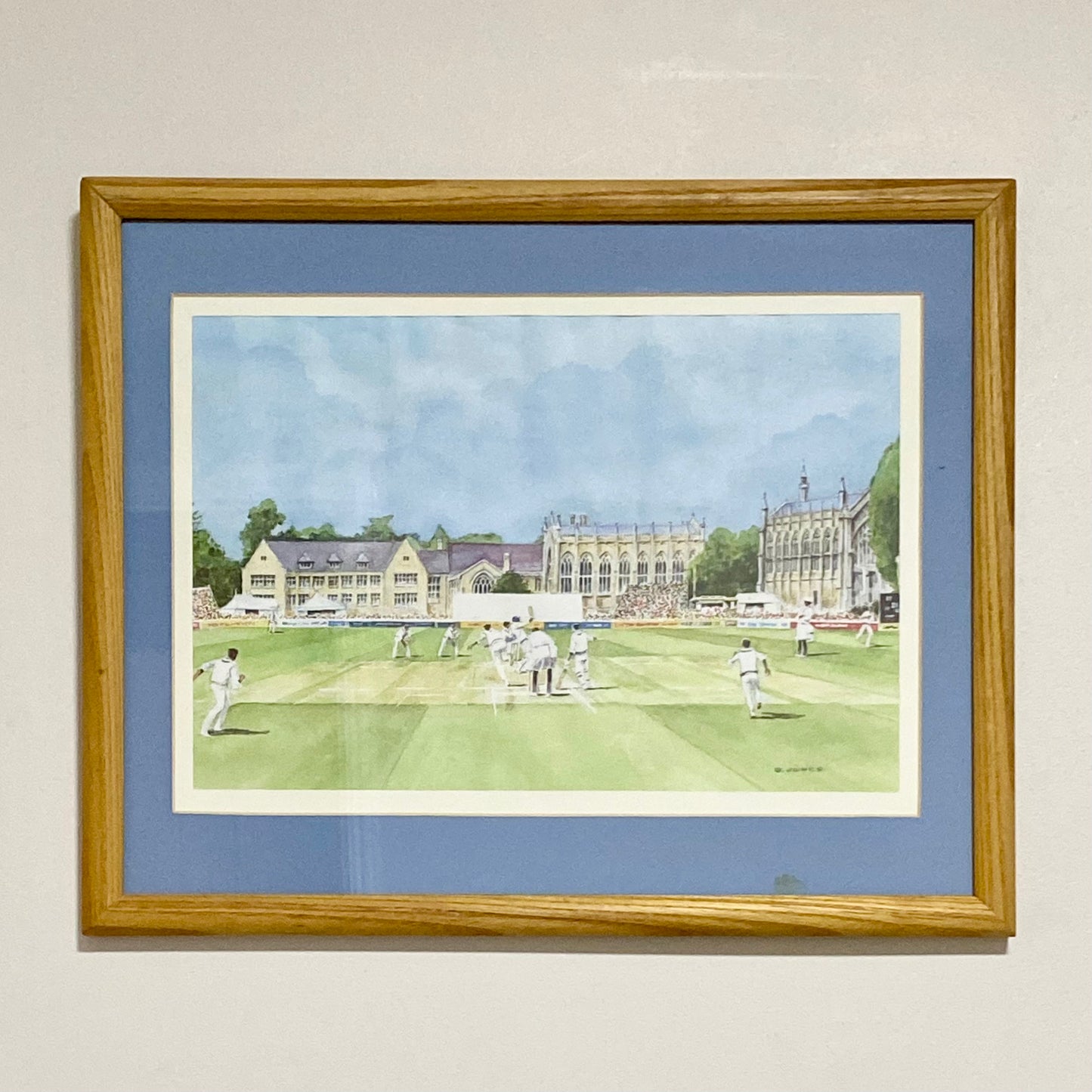 Vintage Cheltenham Cricket Festival Club Plate Signed Art Print G Jones Framed