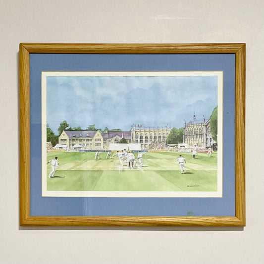 Vintage Cheltenham Cricket Festival Club Plate Signed Art Print G Jones Framed