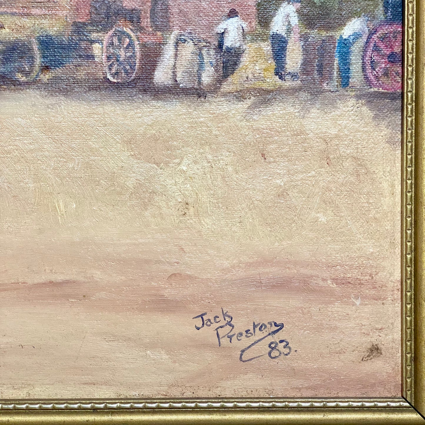 Vintage Oil On Board Painting Harvest Scene Jack Preston Signed Framed Art Rare