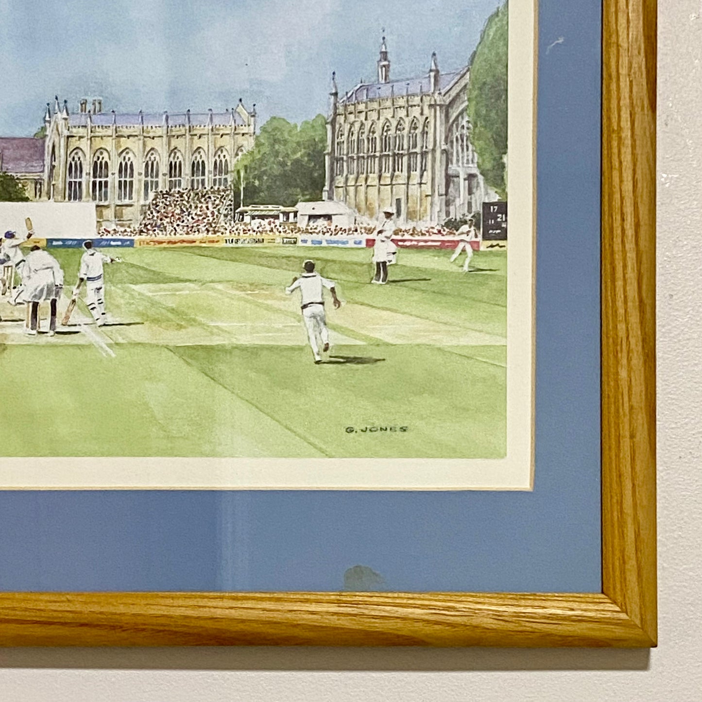 Vintage Cheltenham Cricket Festival Club Plate Signed Art Print G Jones Framed