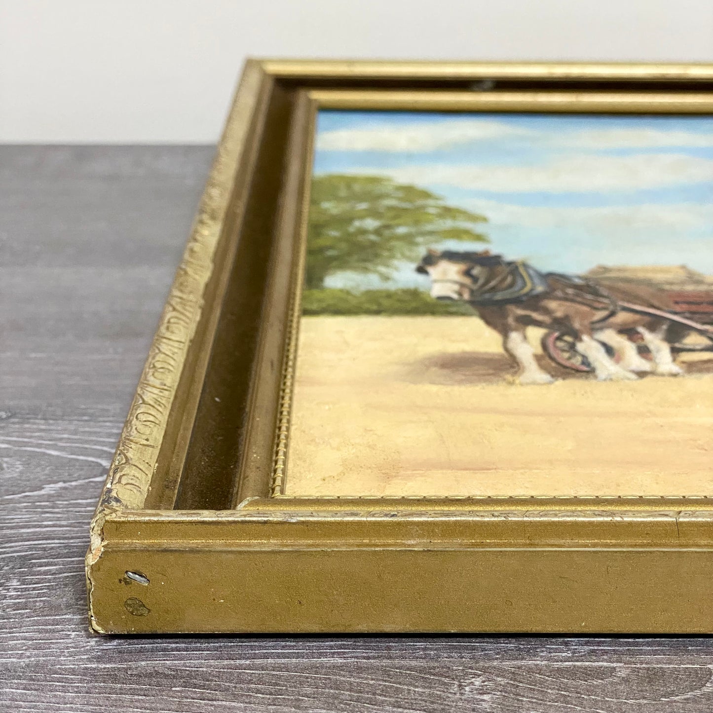 Vintage Oil On Board Painting Harvest Scene Jack Preston Signed Framed Art Rare