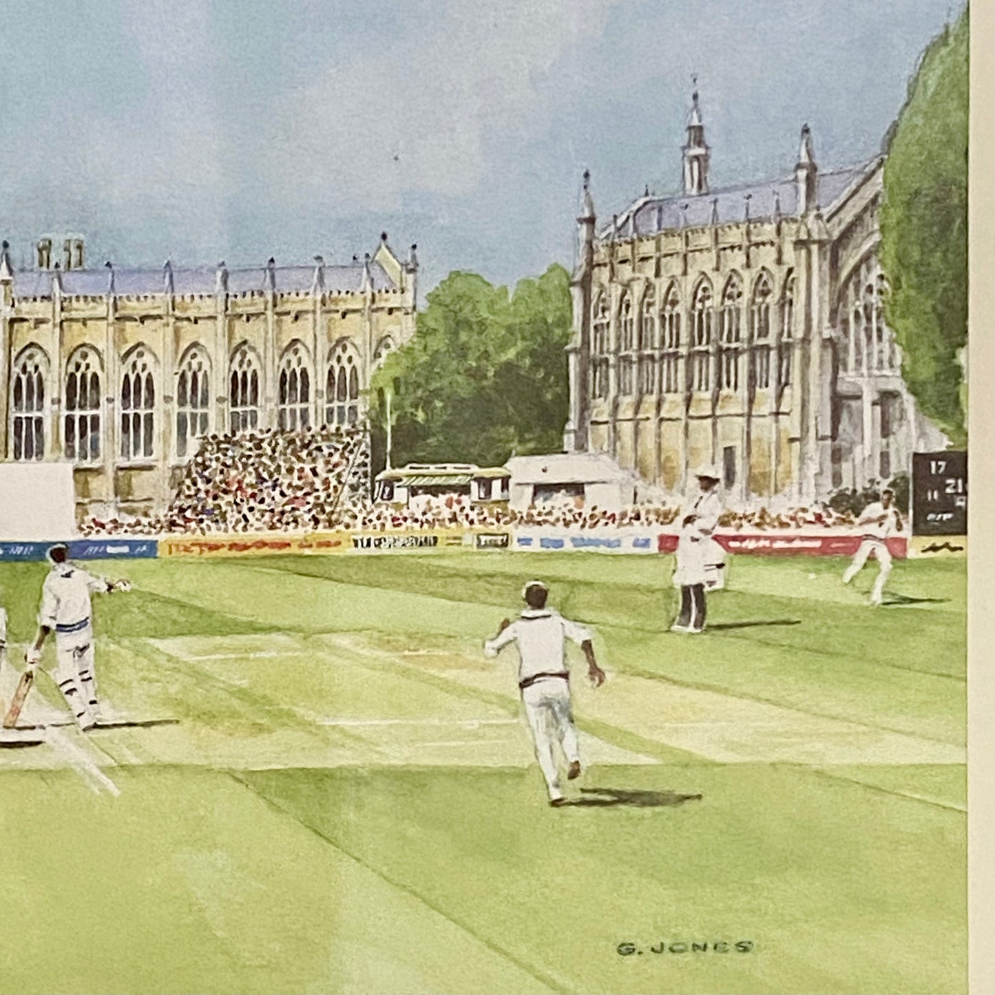 Vintage Cheltenham Cricket Festival Club Plate Signed Art Print G Jones Framed