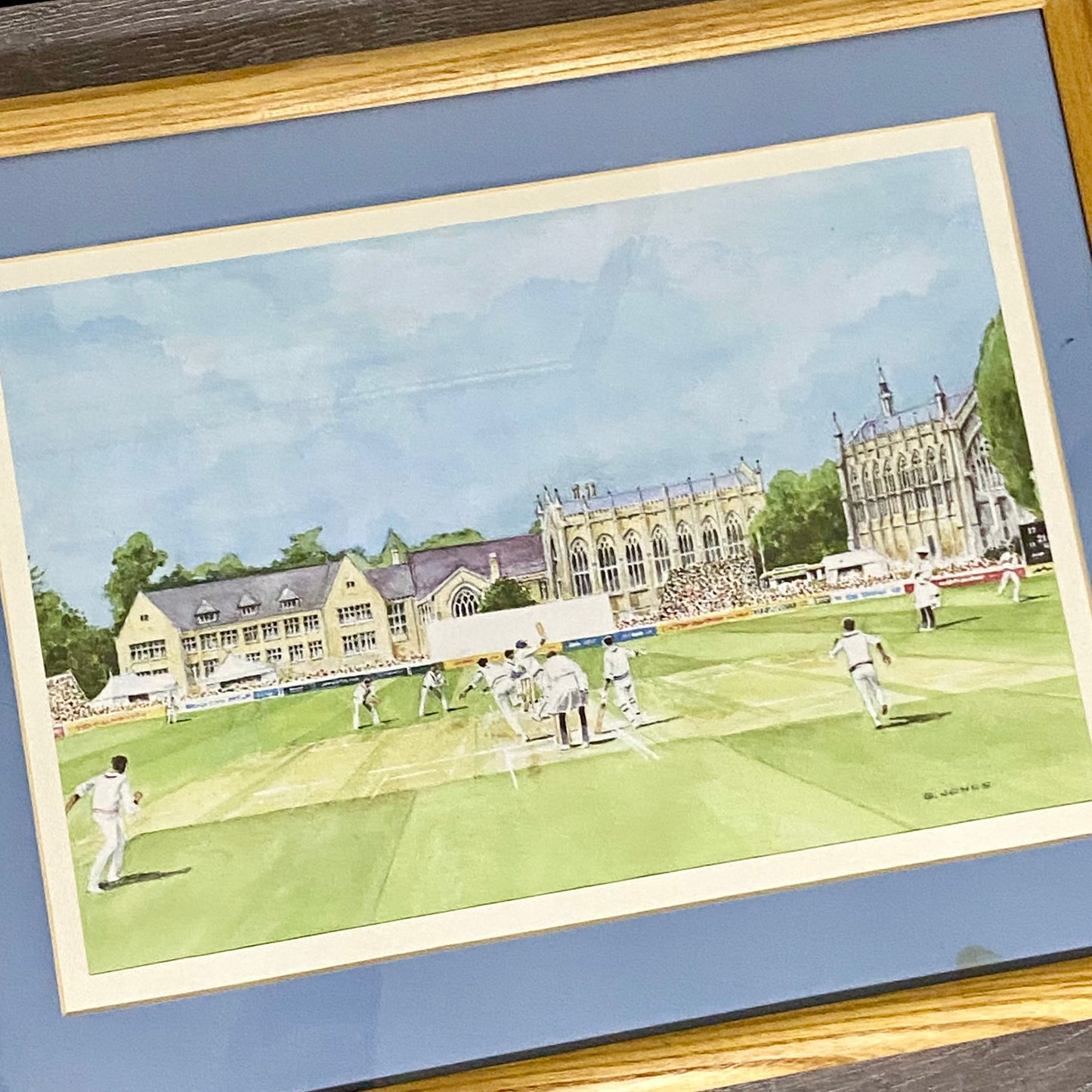 Vintage Cheltenham Cricket Festival Club Plate Signed Art Print G Jones Framed