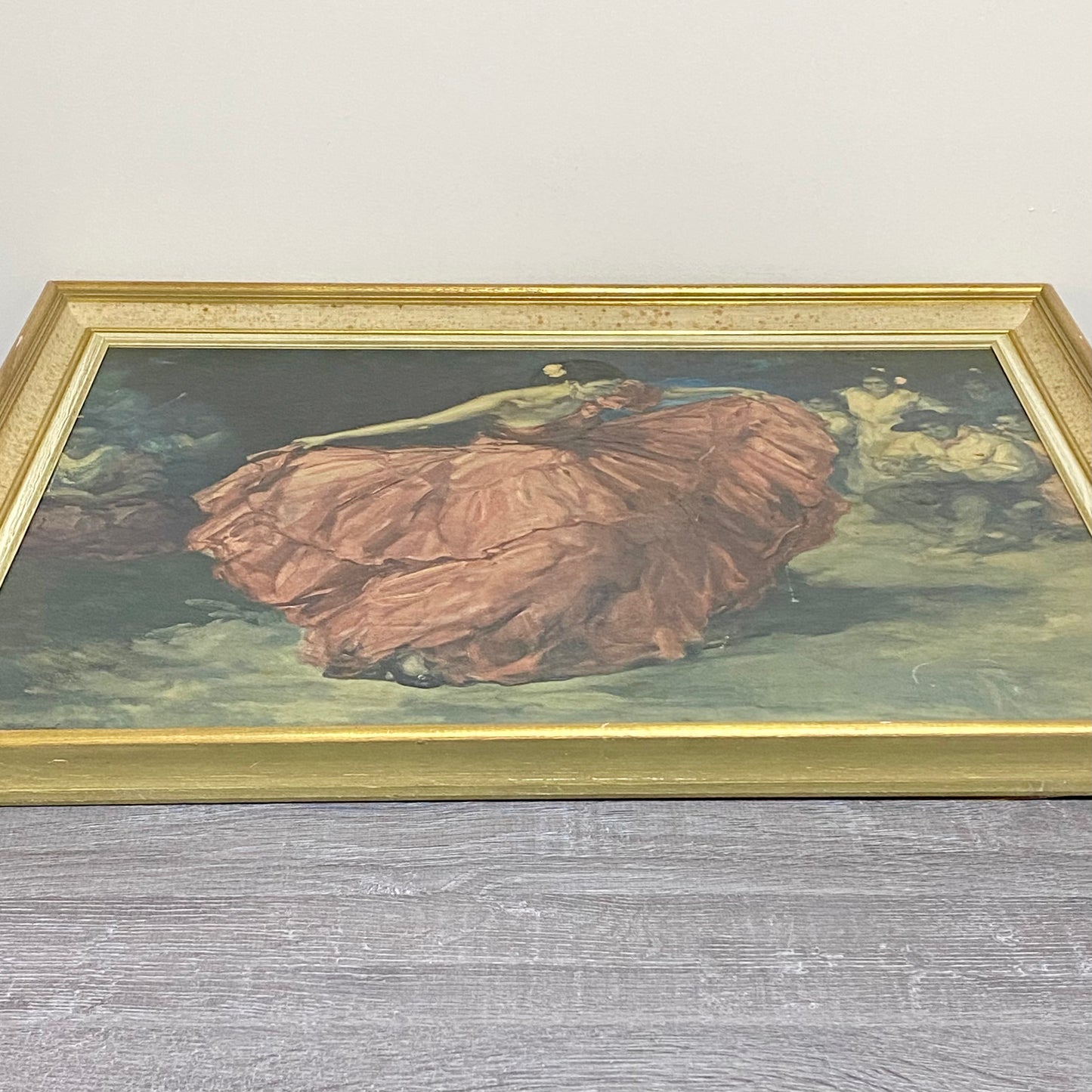 Vintage The Red Skirt Flamenco Spanish Dancer 1956 Signed Art Print FRS Framed