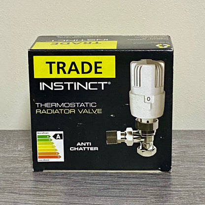 Inta 15mm Trade Angled Twin Pack Thermostatic Radiator Valve & Lock Shield 2pc