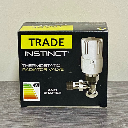 Inta 15mm Trade Angled Twin Pack Thermostatic Radiator Valve & Lock Shield 2pc
