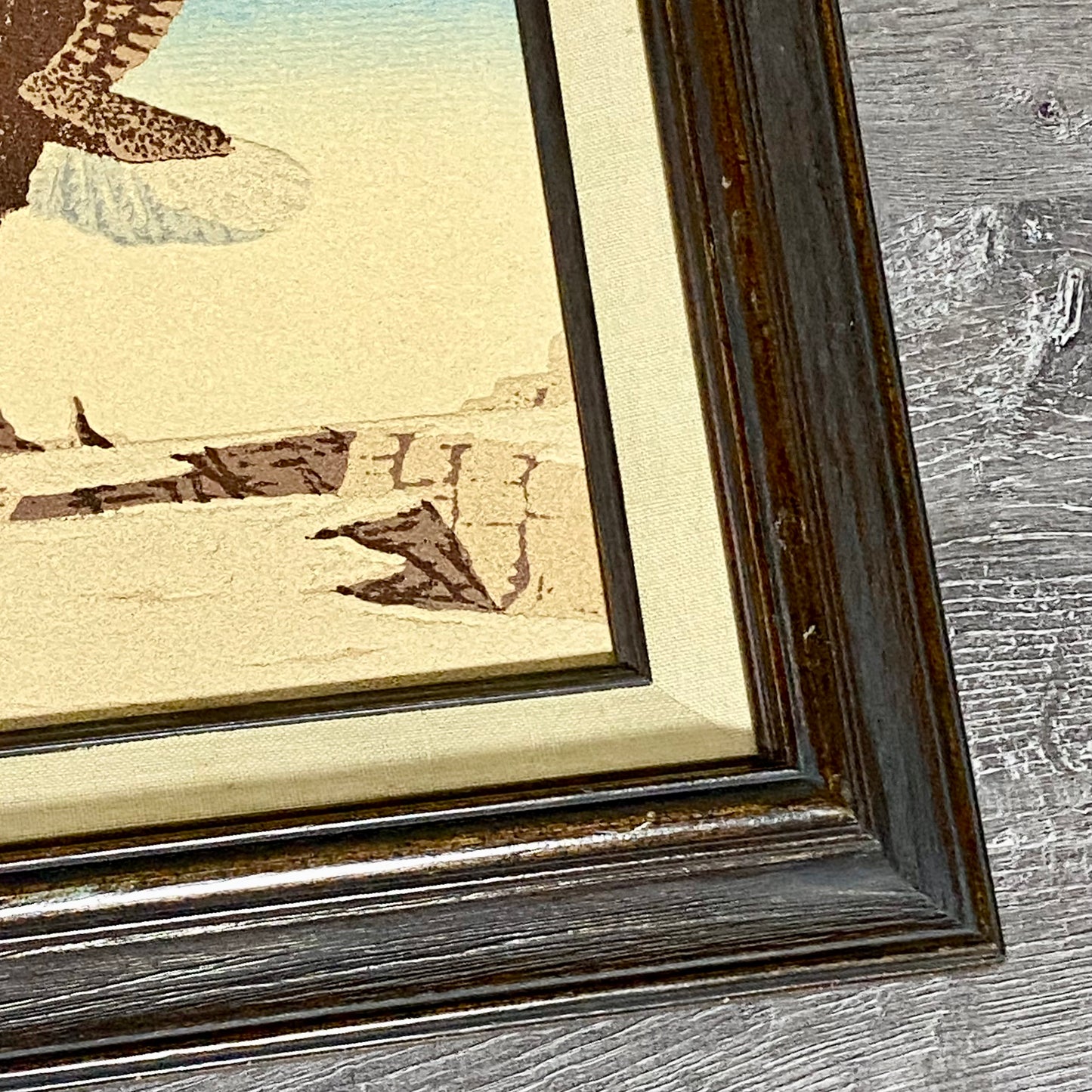 Vintage Bald Eagle Flying Bird Sand Art Picture Signed By Artist Framed Rare