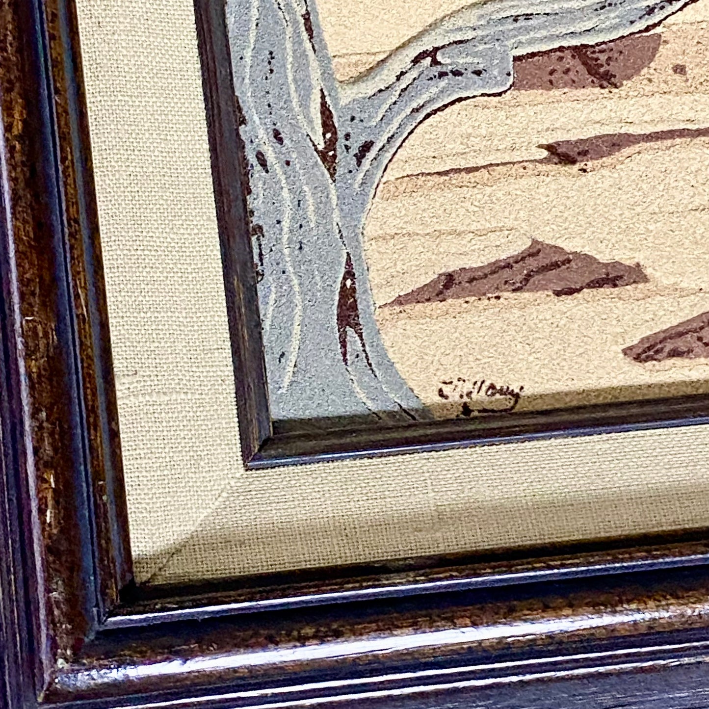 Vintage Bald Eagle Flying Bird Sand Art Picture Signed By Artist Framed Rare