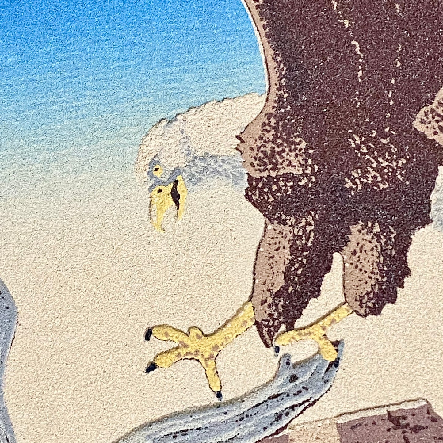 Vintage Bald Eagle Flying Bird Sand Art Picture Signed By Artist Framed Rare