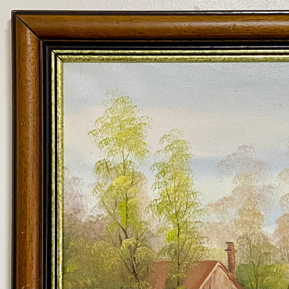 Vintage Rural Country Lane & River Scene Oil On Canvas Signed A Chano Framed