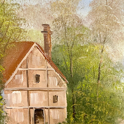 Vintage Rural Country Lane & River Scene Oil On Canvas Signed A Chano Framed