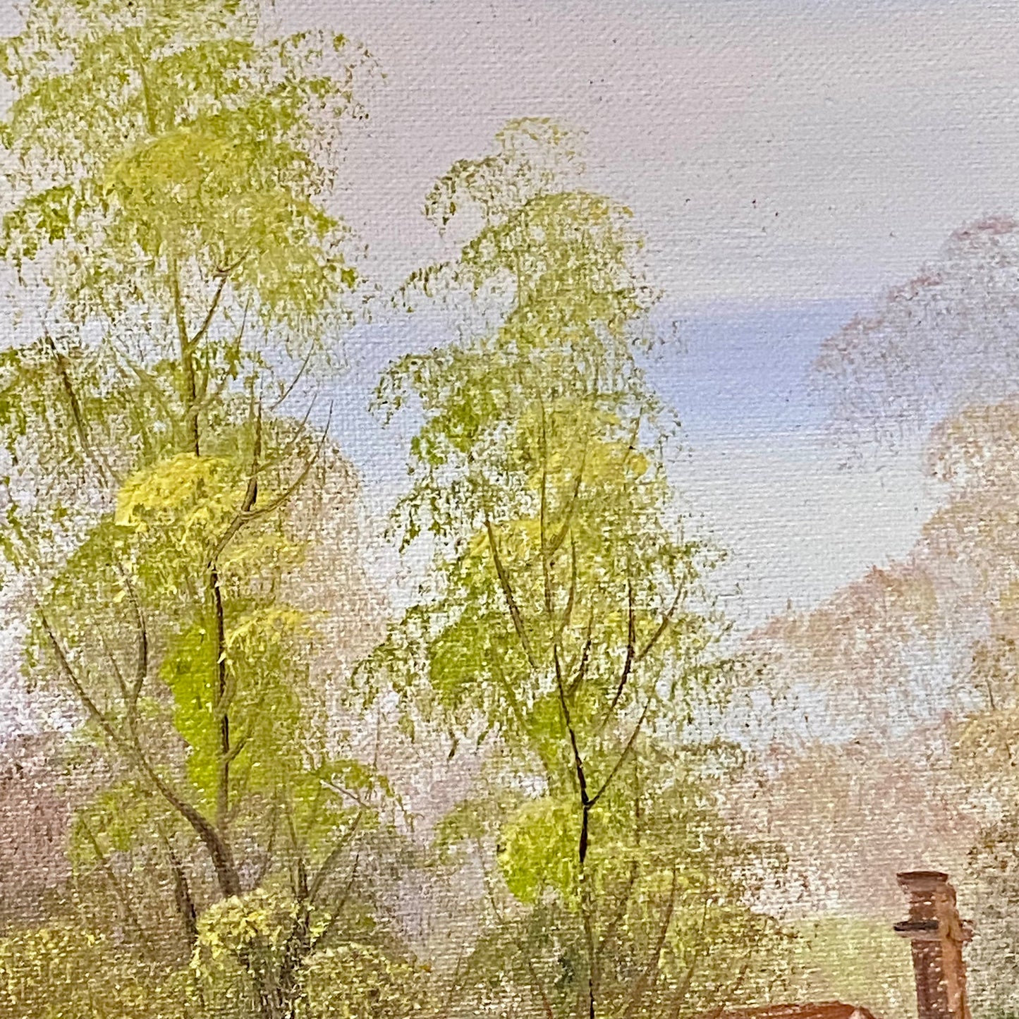 Vintage Rural Country Lane & River Scene Oil On Canvas Signed A Chano Framed