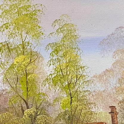 Vintage Rural Country Lane & River Scene Oil On Canvas Signed A Chano Framed