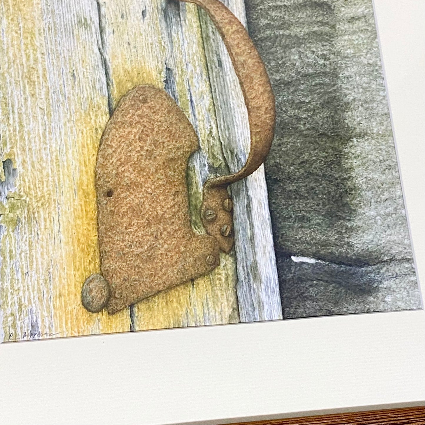 Vintage Robin Bird On Door Handle Laser Print Plate Signed R L Shepperson Framed