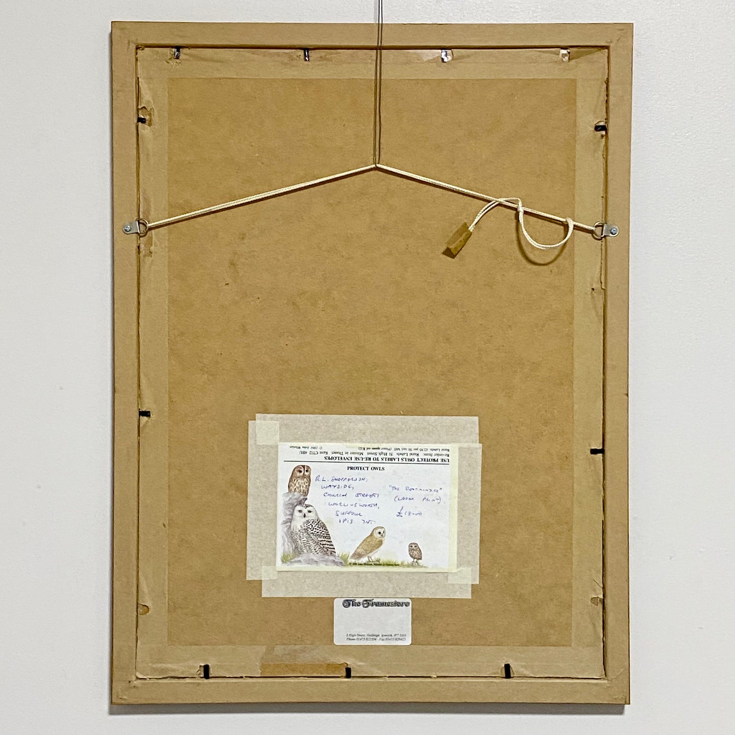 Vintage Robin Bird On Door Handle Laser Print Plate Signed R L Shepperson Framed