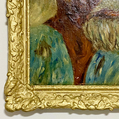Antique Victorian Portrait Of Bearded Elderly Asian Man Oil On Board Gilt Framed