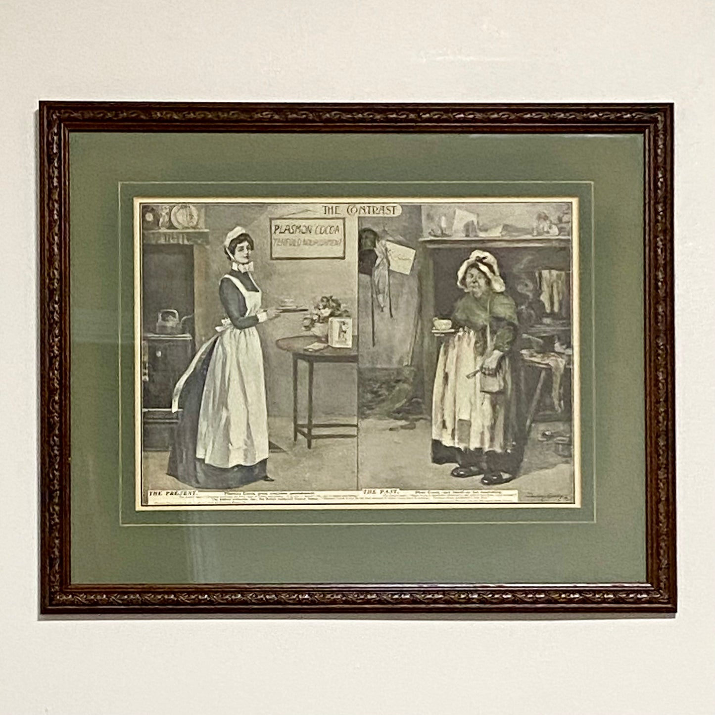 Vintage Plasmon Cocoa The Contrast Advertising Art Print Plate Signed & Framed