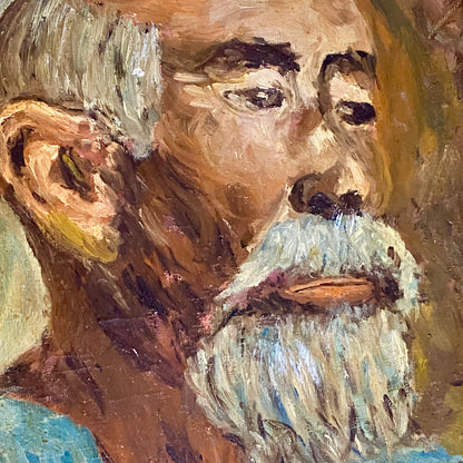 Antique Victorian Portrait Of Bearded Elderly Asian Man Oil On Board Gilt Framed