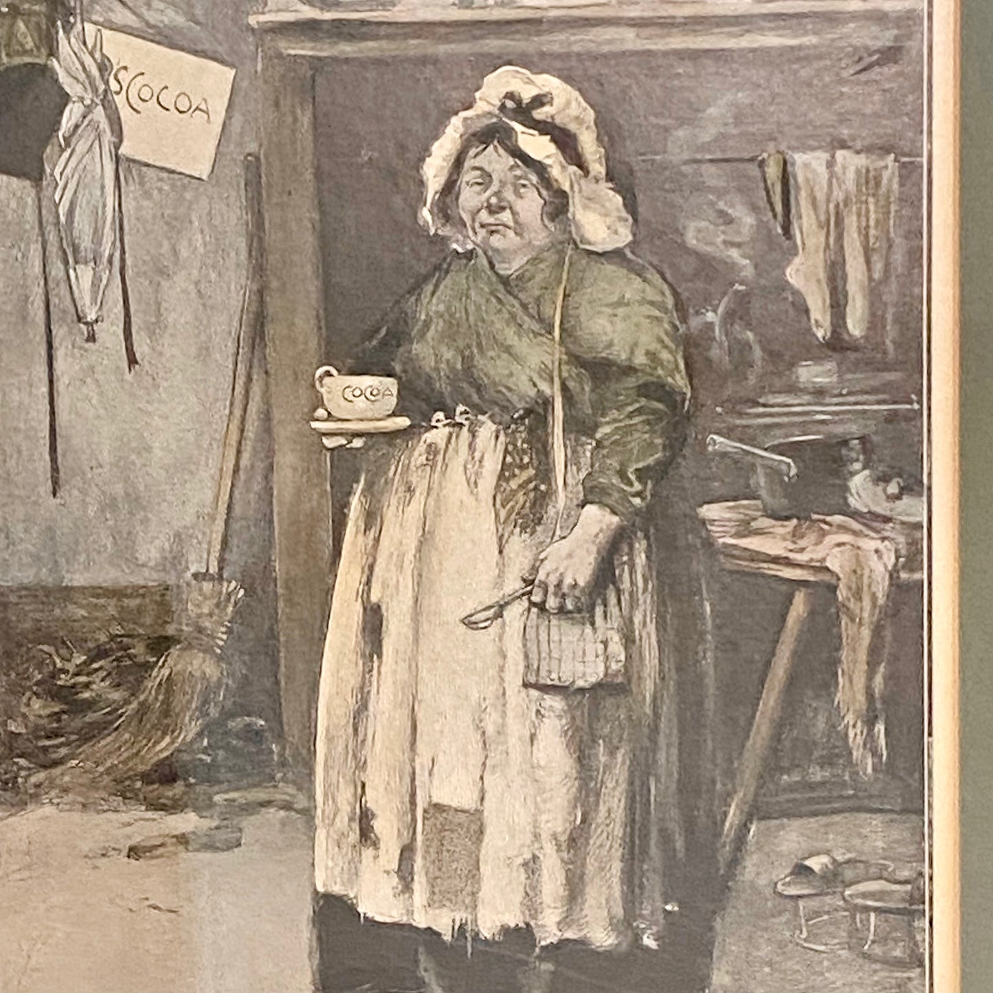 Vintage Plasmon Cocoa The Contrast Advertising Art Print Plate Signed & Framed