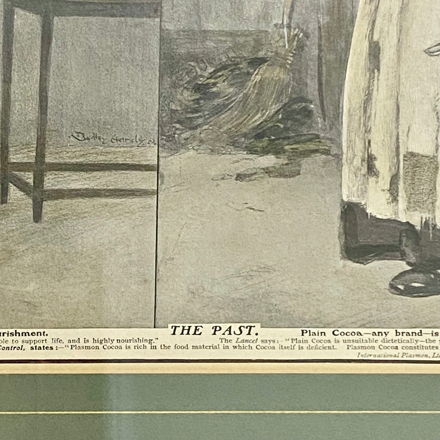 Vintage Plasmon Cocoa The Contrast Advertising Art Print Plate Signed & Framed