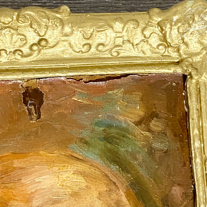 Antique Victorian Portrait Of Bearded Elderly Asian Man Oil On Board Gilt Framed
