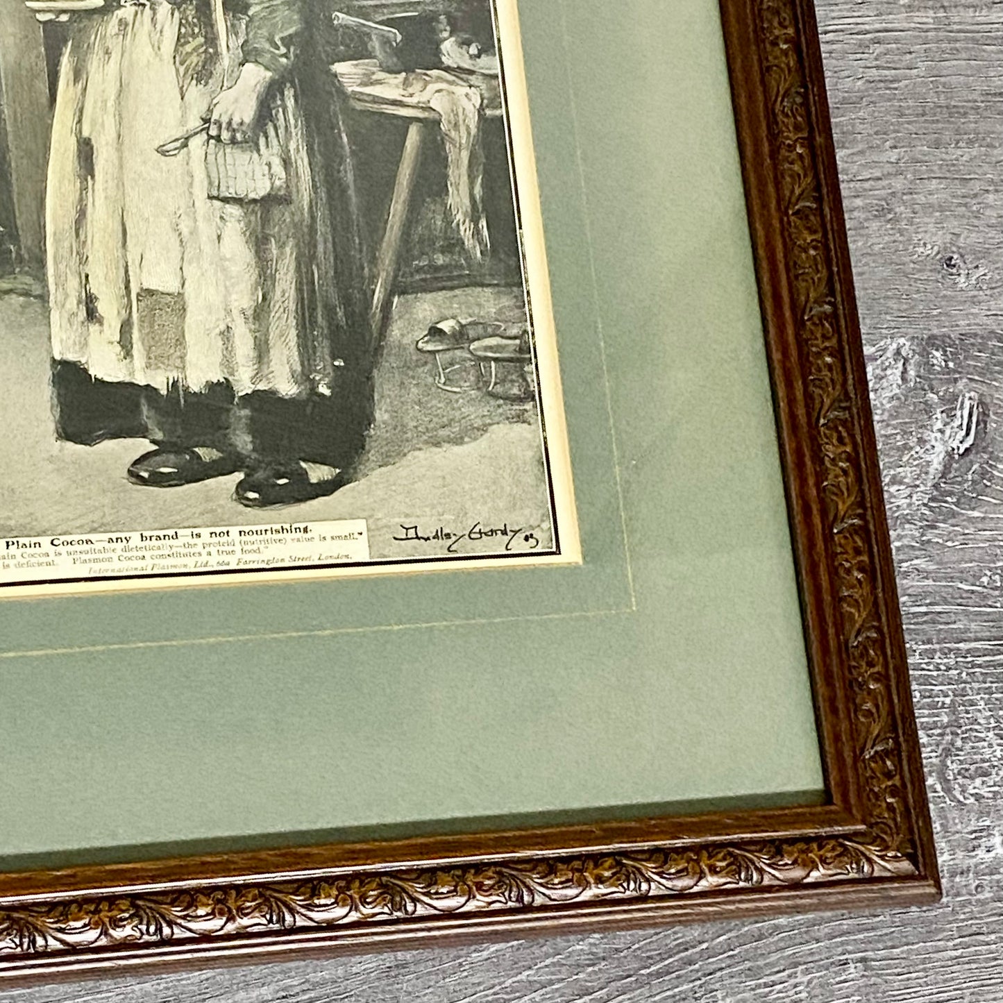 Vintage Plasmon Cocoa The Contrast Advertising Art Print Plate Signed & Framed