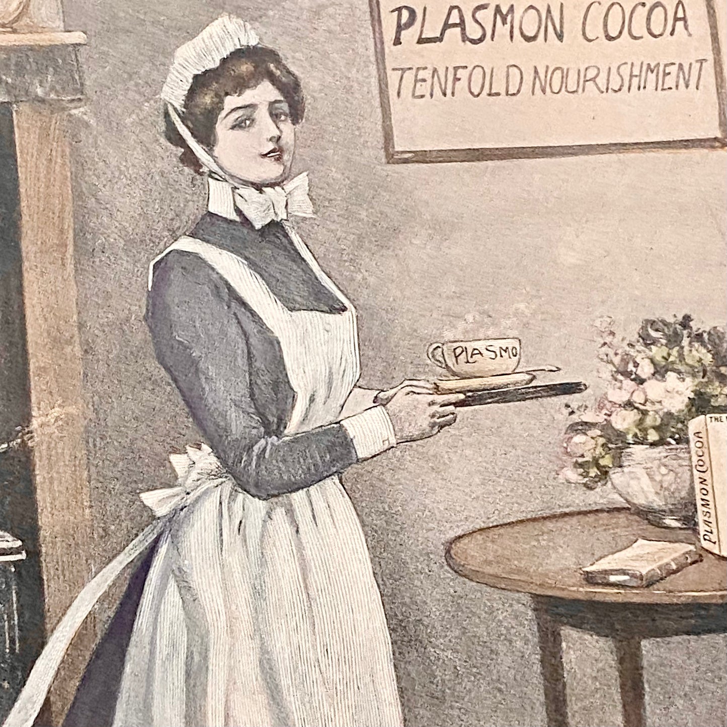 Vintage Plasmon Cocoa The Contrast Advertising Art Print Plate Signed & Framed