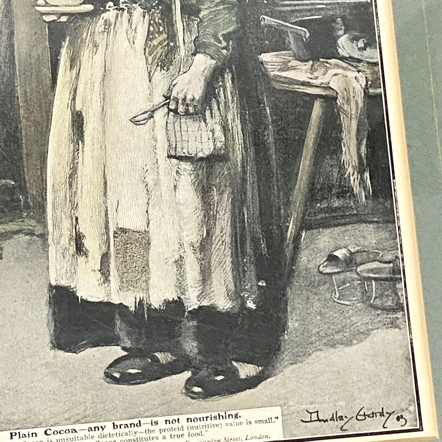 Vintage Plasmon Cocoa The Contrast Advertising Art Print Plate Signed & Framed