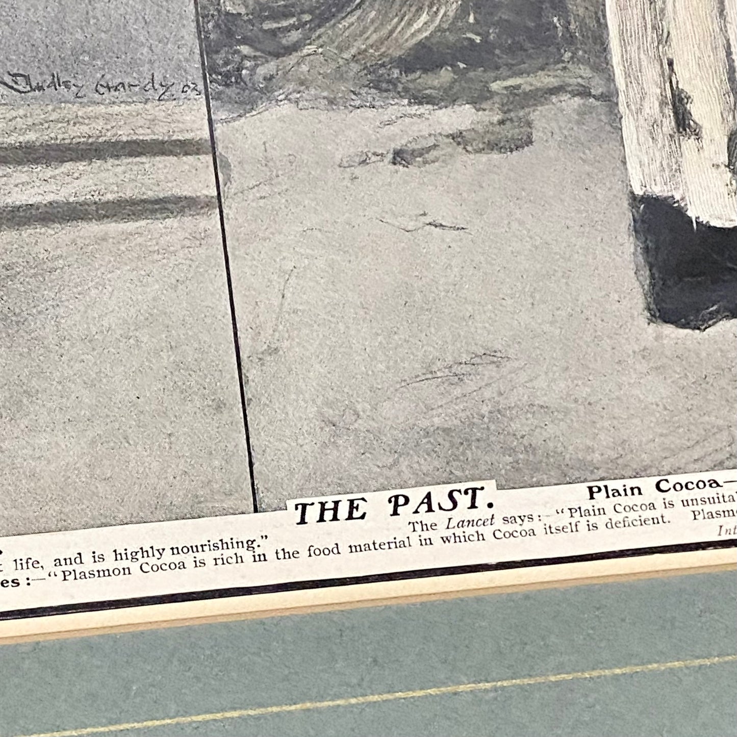 Vintage Plasmon Cocoa The Contrast Advertising Art Print Plate Signed & Framed