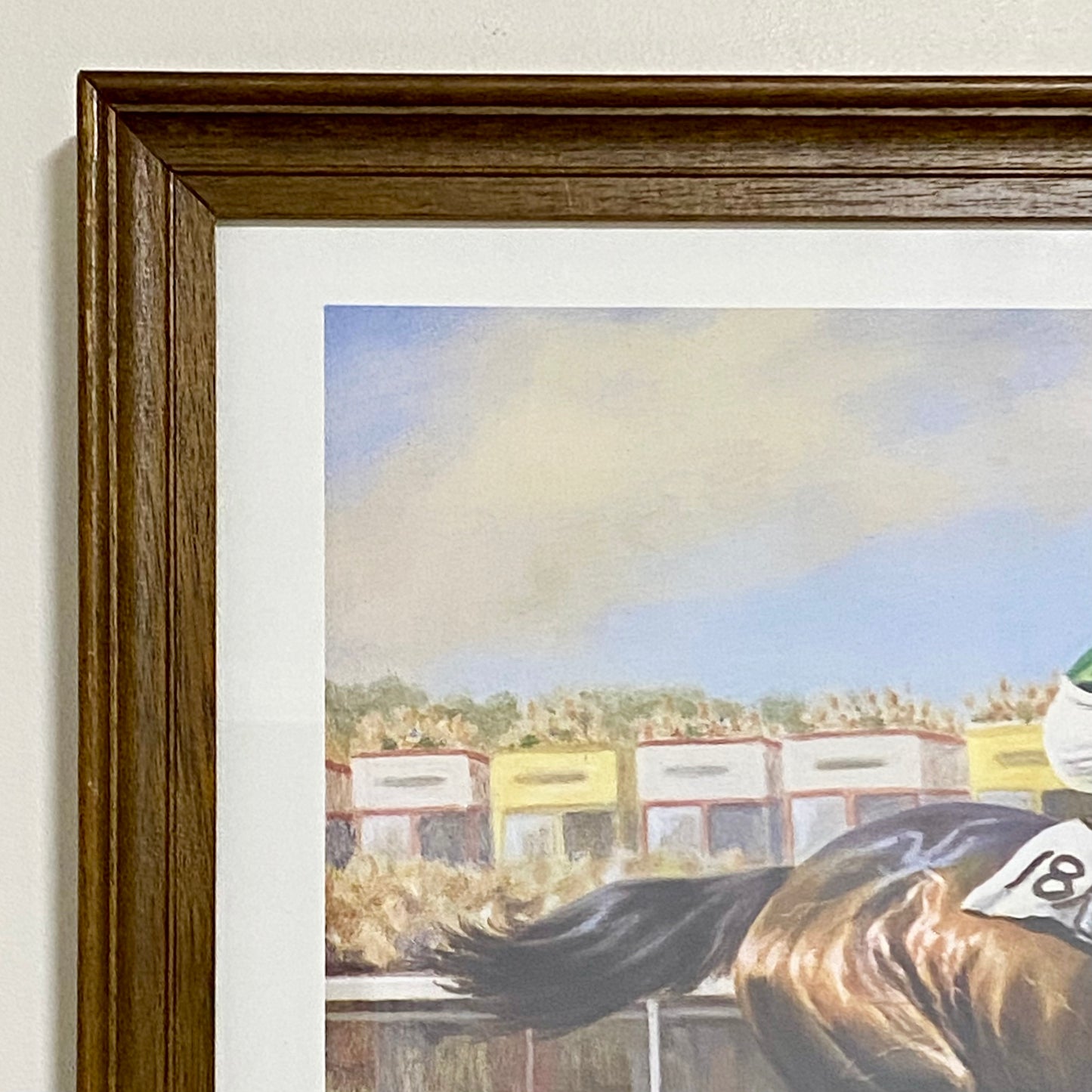 Vintage Shergar Race Horse & W. R. Swinburn Art Print Gillian E. Hoare Framed