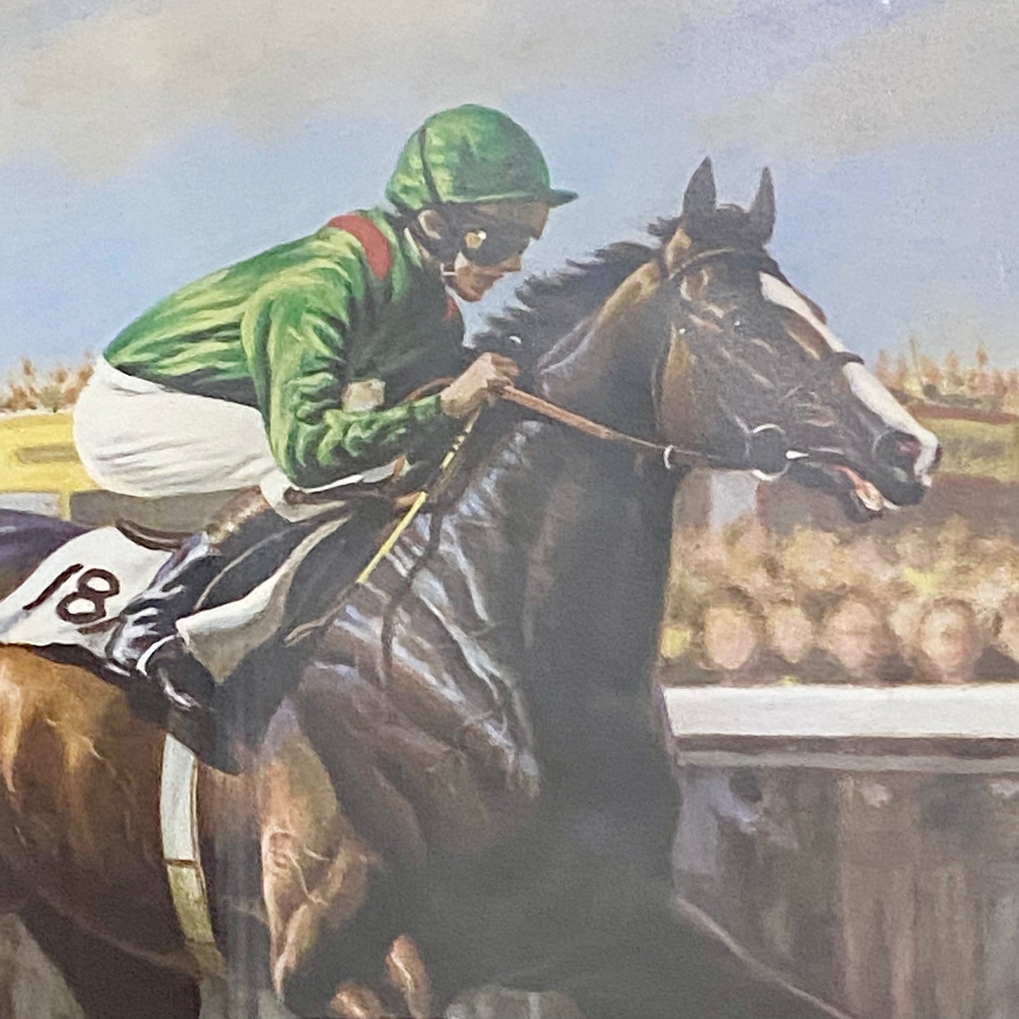 Vintage Shergar Race Horse & W. R. Swinburn Art Print Gillian E. Hoare Framed
