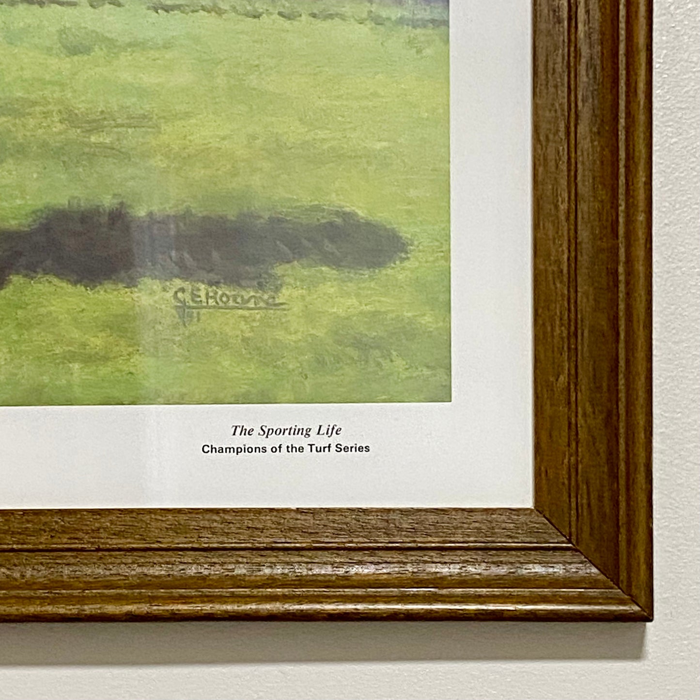 Vintage Shergar Race Horse & W. R. Swinburn Art Print Gillian E. Hoare Framed