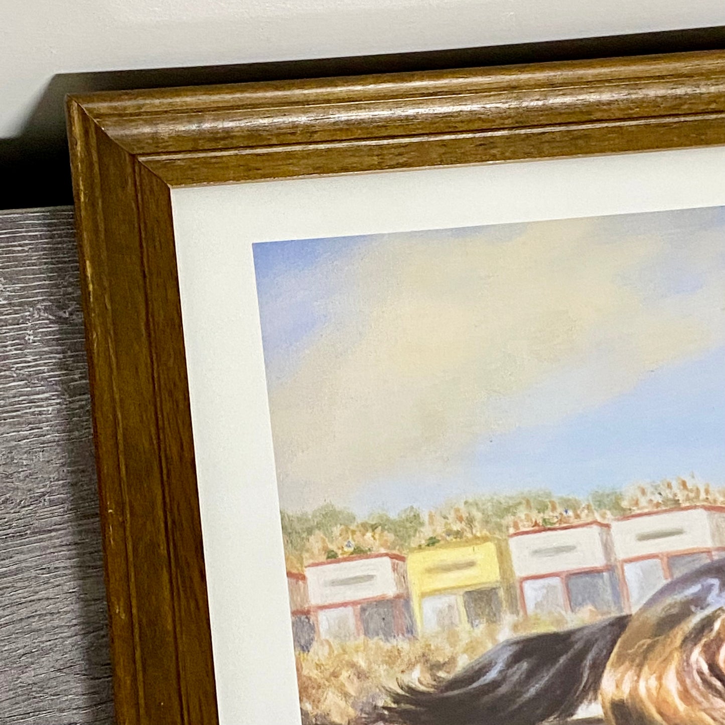 Vintage Shergar Race Horse & W. R. Swinburn Art Print Gillian E. Hoare Framed