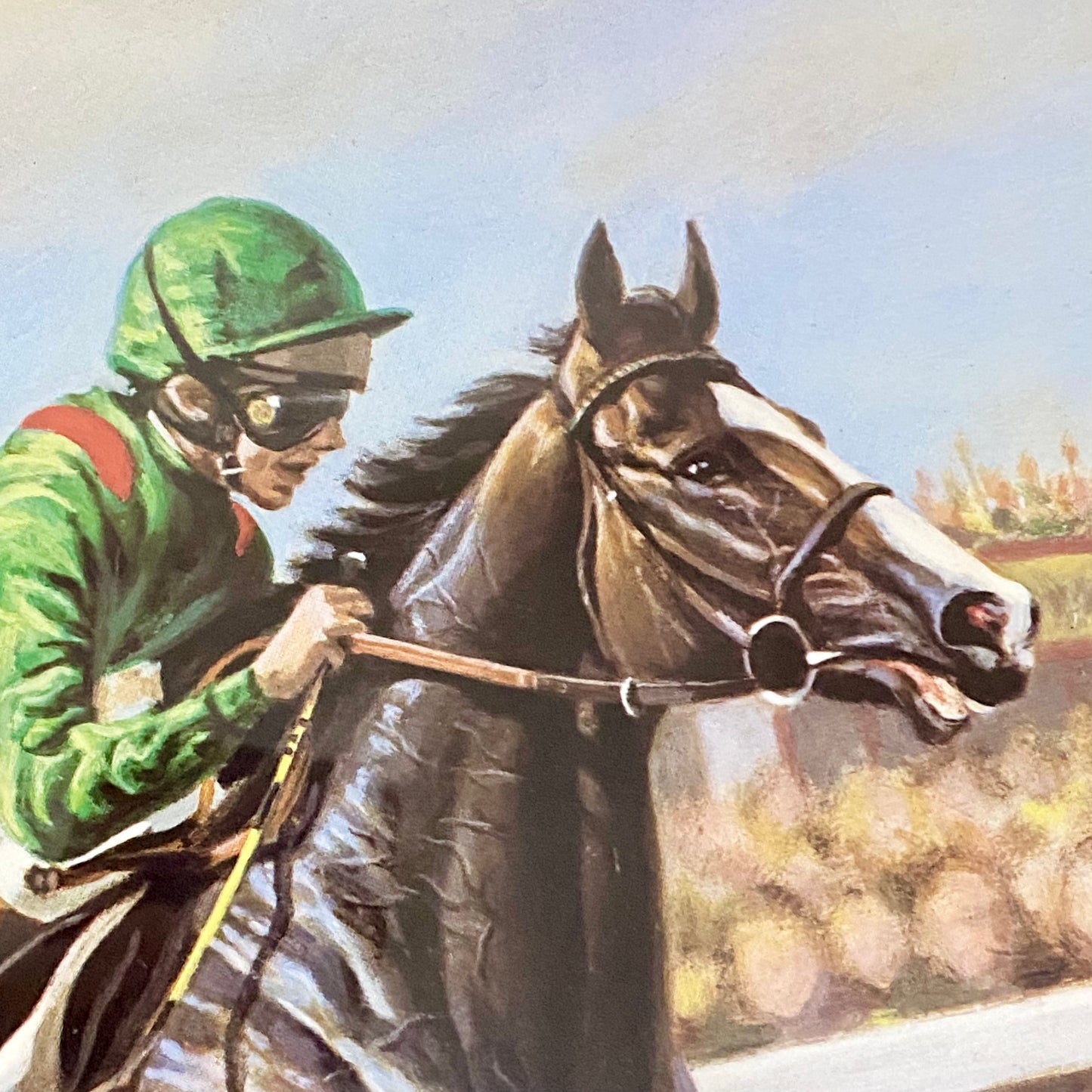 Vintage Shergar Race Horse & W. R. Swinburn Art Print Gillian E. Hoare Framed