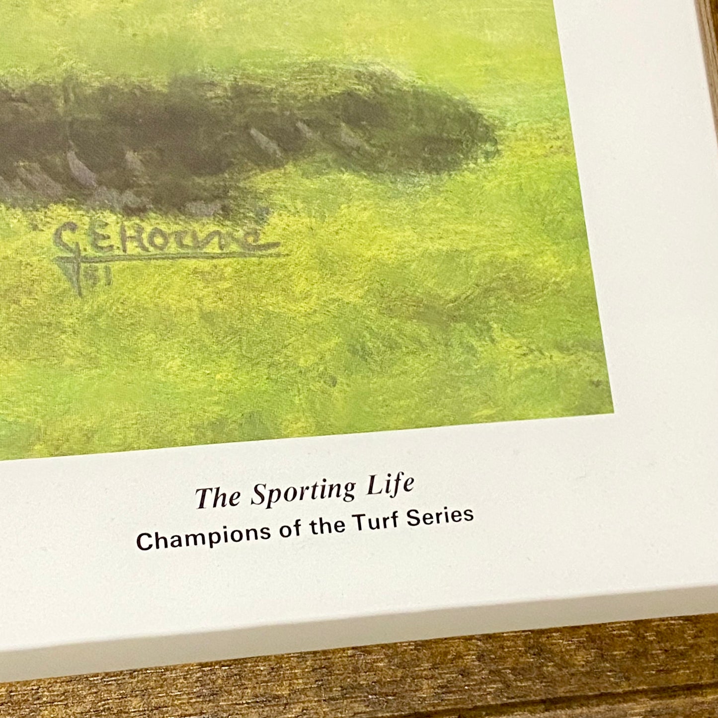 Vintage Shergar Race Horse & W. R. Swinburn Art Print Gillian E. Hoare Framed