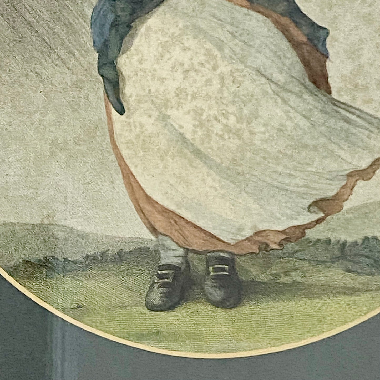 Antique Girl In A Storm After H W Bunbury 1787 Hand Coloured Engraving Framed