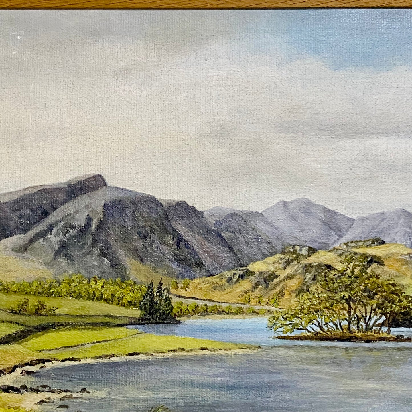 Vintage Lakeside Mountain Landscape Oil On Board Signed A Roodhouse 1972 Framed