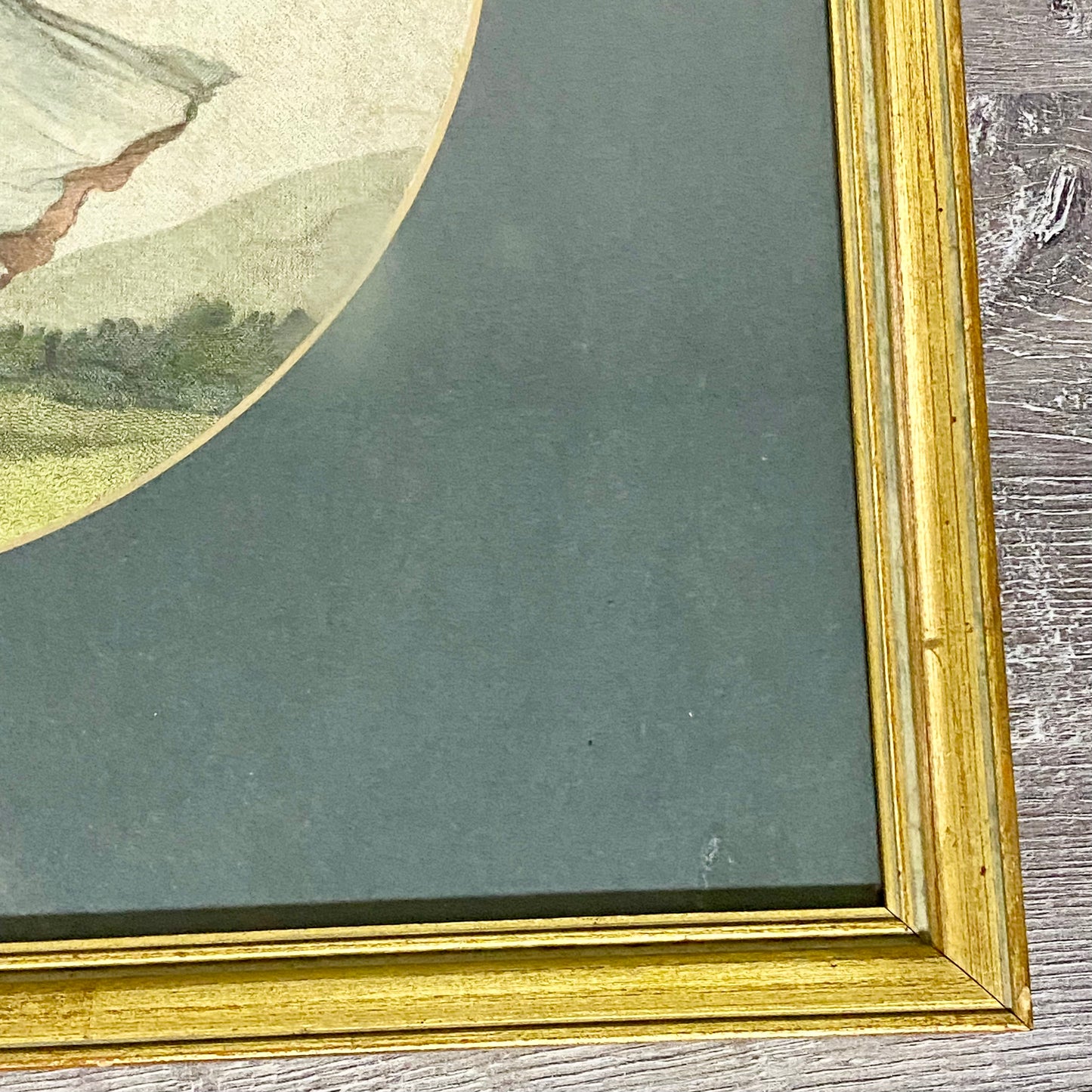Antique Girl In A Storm After H W Bunbury 1787 Hand Coloured Engraving Framed