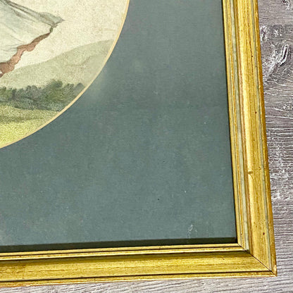 Antique Girl In A Storm After H W Bunbury 1787 Hand Coloured Engraving Framed