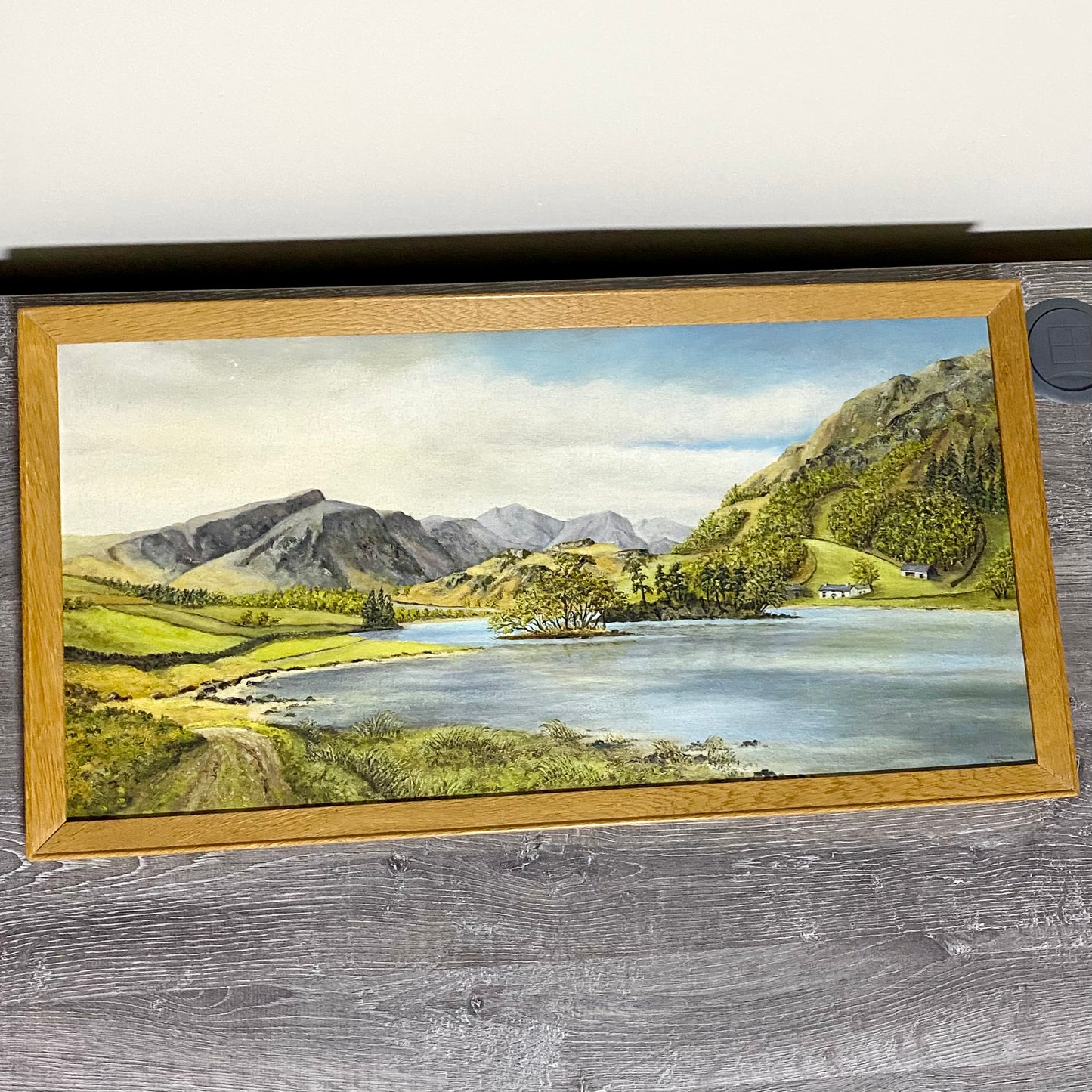 Vintage Lakeside Mountain Landscape Oil On Board Signed A Roodhouse 1972 Framed