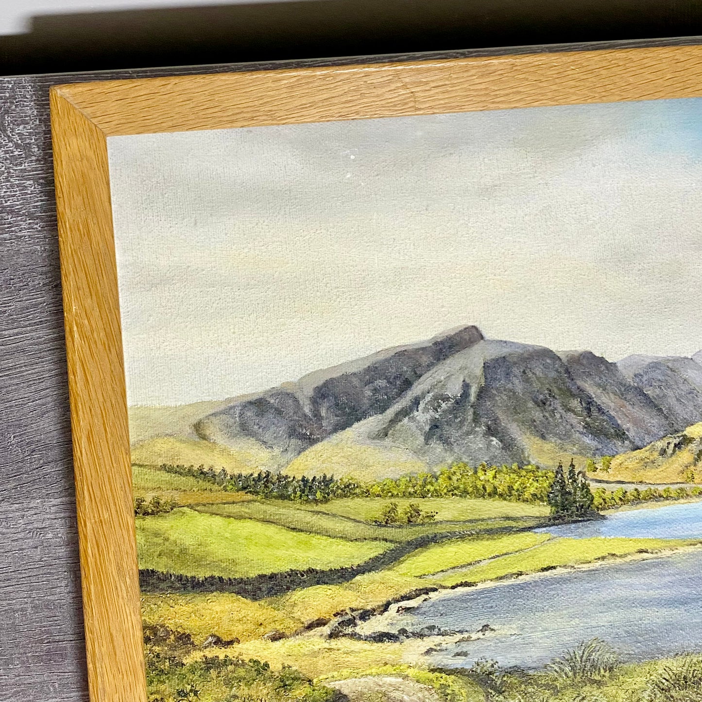 Vintage Lakeside Mountain Landscape Oil On Board Signed A Roodhouse 1972 Framed